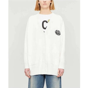 SANDRO x Smiley Thank You Graphic Print Cardigan Large Women Luxury Patches $349